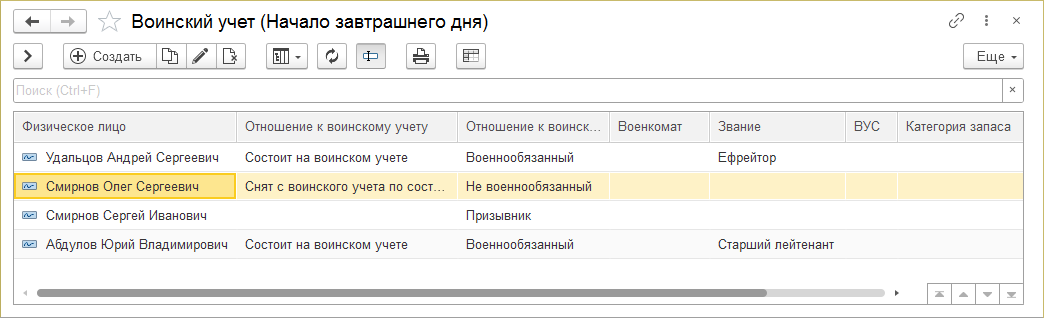 Воинский учет (УАУ8) — КинтВики